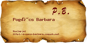 Pogács Barbara névjegykártya